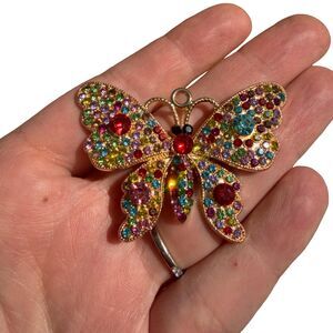 Butterfly Pendant Colorful Rhinestone Butterfly Jewelry